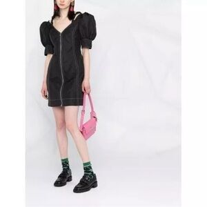 NWT Ganni open v-neck dress size small